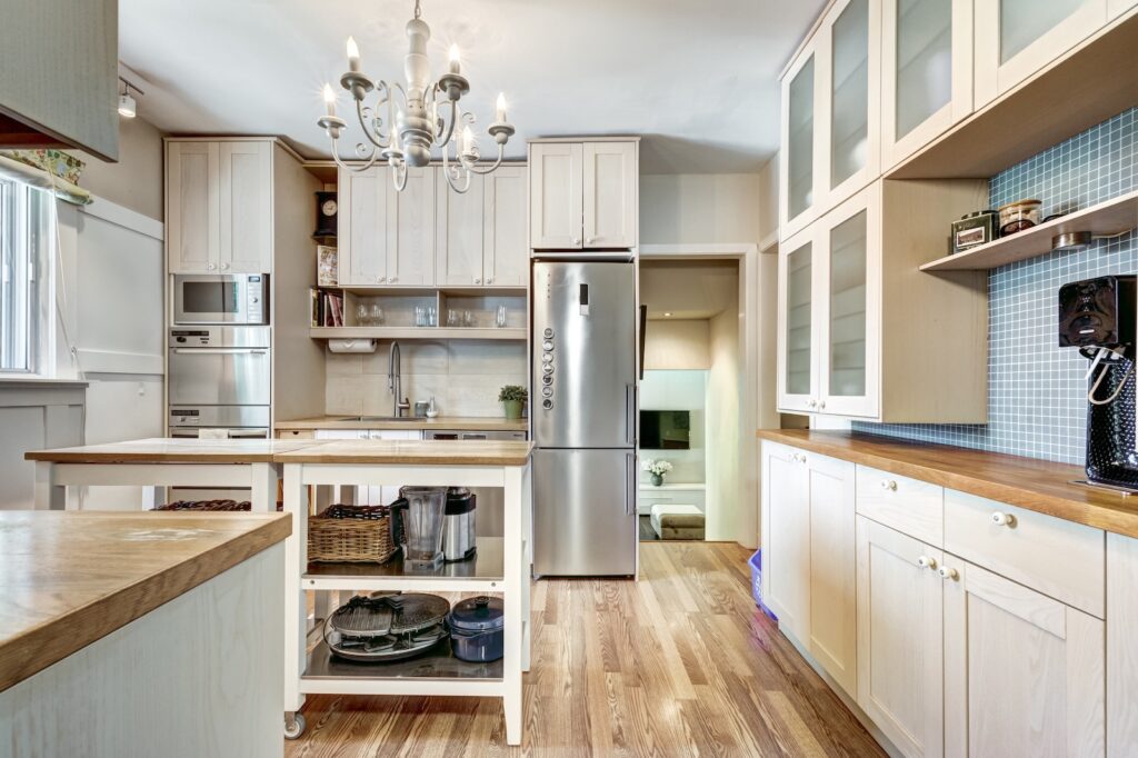 Interior view of a country-style kitchen.